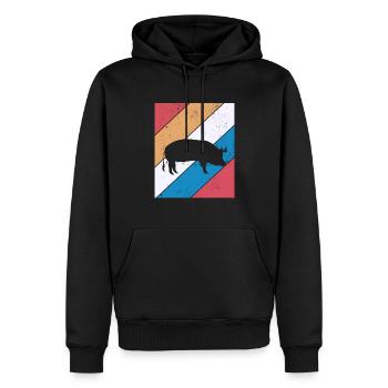 Pig Animal Retro Pet Farm Idée cadeau - Sweat à capuche Premium bio Homme - noir - Devant - Nico (187cm)