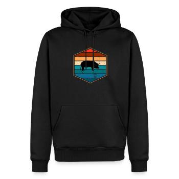 Pig Animal Retro Pet Farm Gift idea - Men’s Premium Organic Hoodie - black - Front - Nico (187cm)