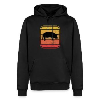 Pig Animal Retro Pet Farm Gift idea - Men’s Premium Organic Hoodie - black - Front - Nico (187cm)