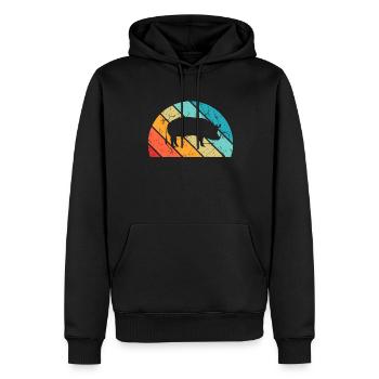 Pig Animal Retro Pet Farm Idée cadeau - Sweat à capuche Premium bio Homme - noir - Devant - Nico (187cm)