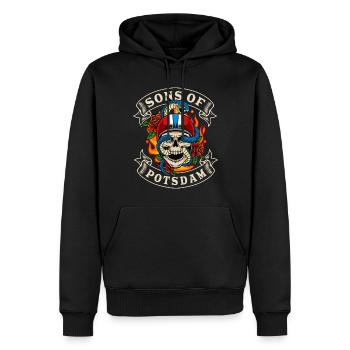 Potsdam Biker Geschenk fils de Potsdam Heimat - Sweat à capuche Premium bio Homme - noir - Devant - Nico (187cm)