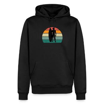surf surferdans les vagues vagues surf surf - Sweat à capuche Premium bio Homme - noir - Devant - Nico (187cm)