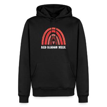 Rainbow Ribbon Week October Red - Männer Premium Bio Hoodie - Schwarz - Vorne - Nico (187cm)
