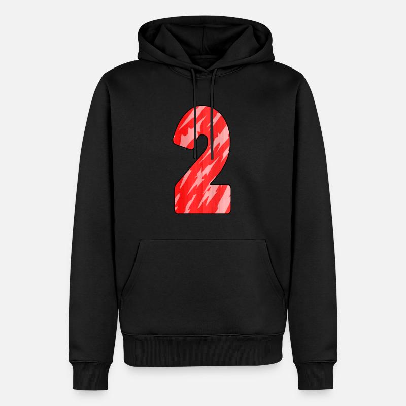 Nummer 2 Rot Muster - Männer Premium Bio Hoodie - Schwarz
