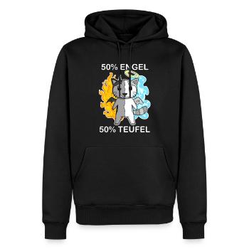 Katze Engel und Teufel - Männer Premium Bio Hoodie - Schwarz - Vorne - Nico (187cm)