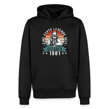 Faultier Geburtstag Oktober 1981 Geboren Jahrgang - Männer Premium Bio Hoodie - Schwarz - Vorne - Nico (187cm)