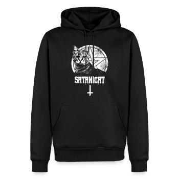 Pentagram Cute Cat Occult Satanic Gothic Halloween - Männer Premium Bio Hoodie - Schwarz - Vorne - Nico (187cm)