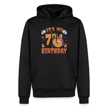 Halloween Cute Pumpkin Trick Treat Naissance Âge 7 - Sweat à capuche Premium bio Homme - noir - Devant - Nico (187cm)