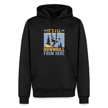 Skifahrer It's all downhill from here Ski - Männer Premium Bio Hoodie - Schwarz - Vorne - Nico (187cm)