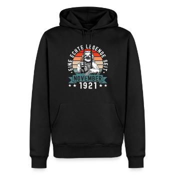 Faultier Geburtstag November 1921 Geboren Jahrgang - Männer Premium Bio Hoodie - Schwarz - Vorne - Nico (187cm)
