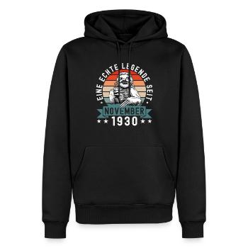 Faultier Geburtstag November 1930 Geboren Jahrgang - Männer Premium Bio Hoodie - Schwarz - Vorne - Nico (187cm)