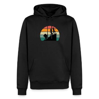 Randonneurs Randonneurs Montagnes Vallées de montagne Vallées Randonnée - Sweat à capuche Premium bio Homme - noir - Devant - Nico (187cm)