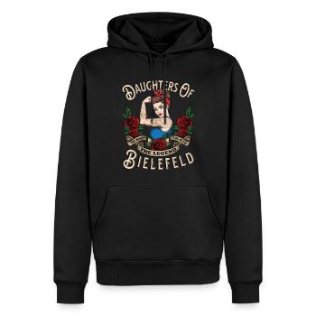 Bielefeld Frau Geschenk filles de Bielefeld - Sweat à capuche Premium bio Homme - noir - Devant - Nico (187cm)