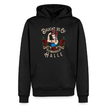 Halle Frau Geschenk filles de Halle Frauen - Sweat à capuche Premium bio Homme - noir - Devant - Nico (187cm)