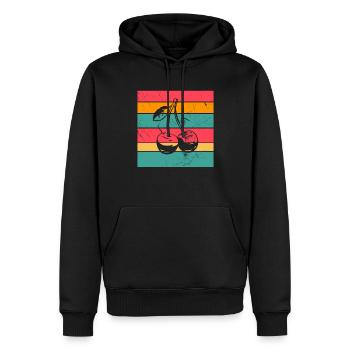 Cherry Fruit Lover Retro Healthy Idée cadeau - Sweat à capuche Premium bio Homme - noir - Devant - Nico (187cm)