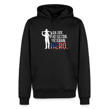 Hero Daddy USA Journée des vétérans américains fiers - Sweat à capuche Premium bio Homme - noir - Devant - Nico (187cm)