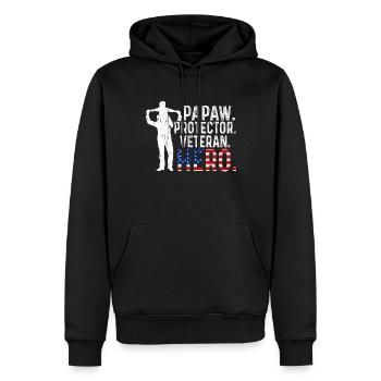 Hero Daddy Papaw USA Journée des vétérans américains fiers - Sweat à capuche Premium bio Homme - noir - Devant - Nico (187cm)