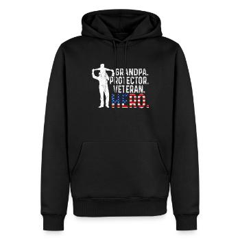 Hero Daddy Grandpa USA Journée des vétérans américains fiers - Sweat à capuche Premium bio Homme - noir - Devant - Nico (187cm)