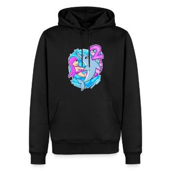 2ème anniversaire fille 2 ans sirène - Sweat à capuche Premium bio Homme - noir - Devant - Nico (187cm)