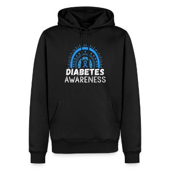 Mois bleu de la sensibilisation au diabète de novembre - Sweat à capuche Premium bio Homme - noir - Devant - Nico (187cm)