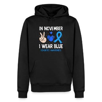 Heart Peace Blue In November Diabetes Awareness - Männer Premium Bio Hoodie - Schwarz - Vorne - Nico (187cm)