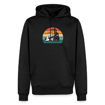 train locomotive locomotive locomotive conducteur de train conducteur - Sweat à capuche Premium bio Homme - noir - Devant - Nico (187cm)