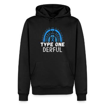 Novembre bleu Mois de sensibilisation au diabète de type 1 - Sweat à capuche Premium bio Homme - noir - Devant - Nico (187cm)