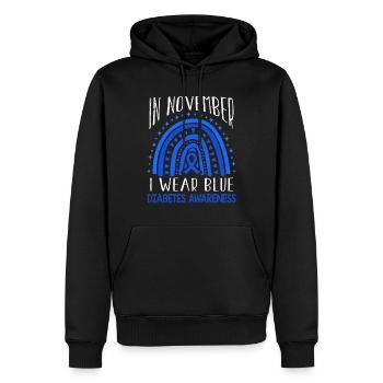 I Wear Rainbow Diabetes Awareness Blue In November - Männer Premium Bio Hoodie - Schwarz - Vorne - Nico (187cm)