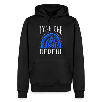 Rainbow Type 1 Diabetes Awareness Blue November - Männer Premium Bio Hoodie - Schwarz - Vorne - Nico (187cm)