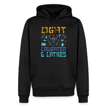 Light Latkes Juif Noël Juif Hanoukka Modèle - Sweat à capuche Premium bio Homme - noir - Devant - Nico (187cm)