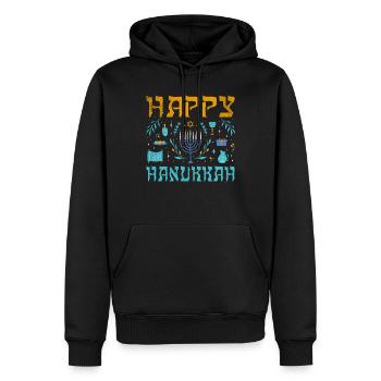 Noël juif Joyeux Hanoukka Modèle - Sweat à capuche Premium bio Homme - noir - Devant - Nico (187cm)