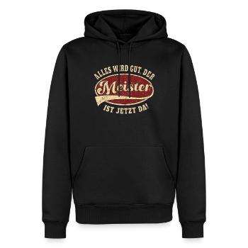 Meister alles wird gut Handwerk Retro - Männer Premium Bio Hoodie - Schwarz - Vorne - Nico (187cm)