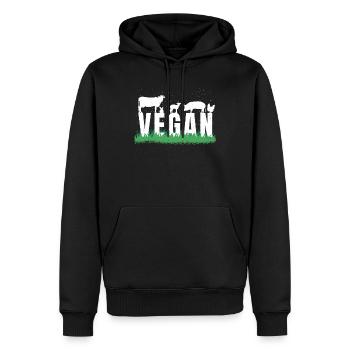 Animaux de ferme Légumes Végétarien Végétalien - Sweat à capuche Premium bio Homme - noir - Devant - Nico (187cm)
