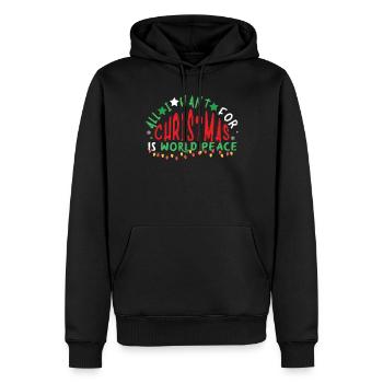 For December Want Is Peace Love Christmas - Männer Premium Bio Hoodie - Schwarz - Vorne - Nico (187cm)
