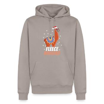 December Fleece Llama Feliz Navidad Christmas - Männer Premium Bio Hoodie - Taupe - Vorne - Nico (187cm)
