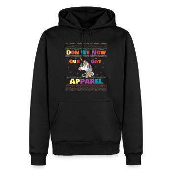 December Rainbow Unicorn Gay Pride LGBT Christmas - Männer Premium Bio Hoodie - Schwarz - Vorne - Nico (187cm)