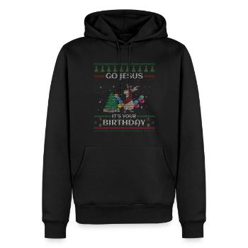 Stitch Happy Birth Ugly Christmas Dabbing Jesus - Sweat à capuche Premium bio Homme - noir - Devant - Nico (187cm)