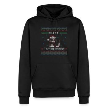 Décembre Happy Birth Go Jesus Ugly Christmas Day - Sweat à capuche Premium bio Homme - noir - Devant - Nico (187cm)