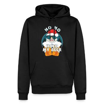 Hold Drink Beer Lover Santa Ugly Christmas 2022 - Männer Premium Bio Hoodie - Schwarz - Vorne - Nico (187cm)