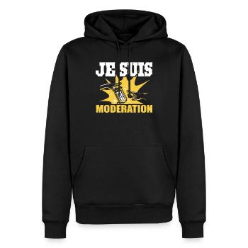 I Am Moderation Drink In Moderation Can Of Beer - Männer Premium Bio Hoodie - Schwarz - Vorne - Nico (187cm)
