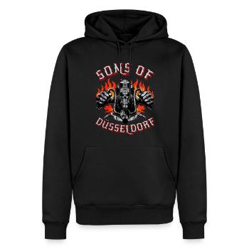 Fils du motard Totenkopf de Düsseldorf - Sweat à capuche Premium bio Homme - noir - Devant - Nico (187cm)