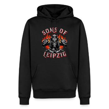 Leipzig Biker Geschenk fils de Leipzig - Sweat à capuche Premium bio Homme - noir - Devant - Nico (187cm)
