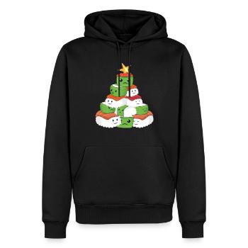 Kawaii Christmas Tree Sushi Décembre Noël - Sweat à capuche Premium bio Homme - noir - Devant - Nico (187cm)