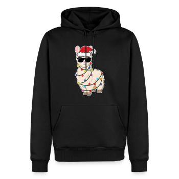 Lumières de Noël Lama Alpaga Décembre Noël - Sweat à capuche Premium bio Homme - noir - Devant - Nico (187cm)