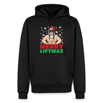 December Santa Muscle Lift Love Christmas - Men’s Premium Organic Hoodie - black - Front - Nico (187cm)