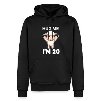 20 ans - 20 ans - câlin - Sweat à capuche Premium bio Homme - noir - Devant - Nico (187cm)