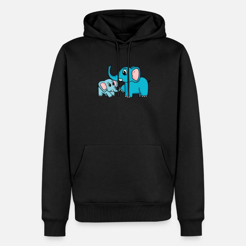 Eléphant avec bébé éléphant - Sweat à capuche Premium bio Homme - noir