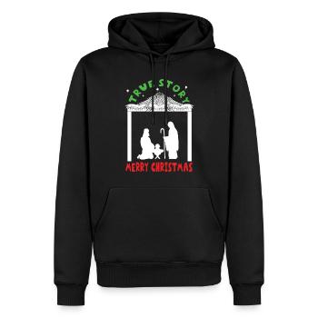 Geschichte True Christmas Dezember Happy Birth Jesus - Männer Premium Bio Hoodie - Schwarz - Vorne - Nico (187cm)