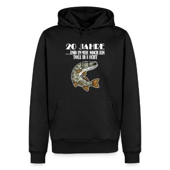 20. Geburtstag Angler Lustiger Spruch - 20 Jahre - Männer Premium Bio Hoodie - Schwarz - Vorne - Nico (187cm)