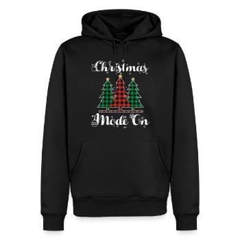 Weihnachtselement Dezember-Modus auf karierten Weihnachten - Männer Premium Bio Hoodie - Schwarz - Vorne - Nico (187cm)